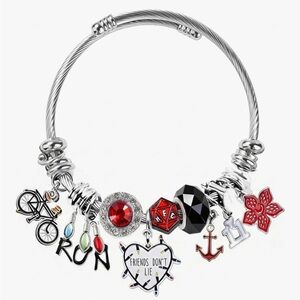 Stranger Things themed Silver Charm Bracelet